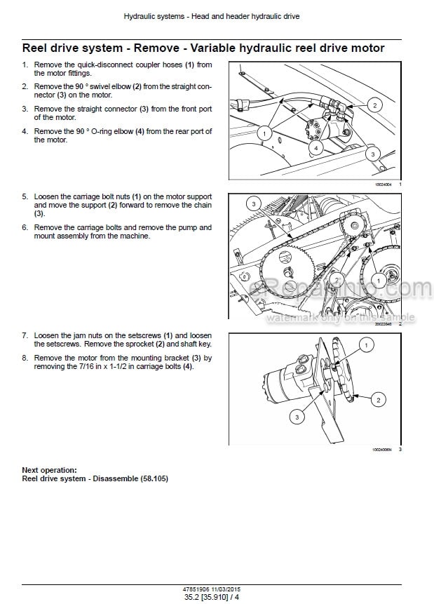 Photo 1 - Case HDX122 HDX142 HDX162 HDX182 Service Manual Sickle Header 47851906