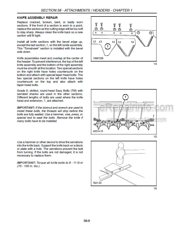 Photo 1 - Case HDX212 HDX141 HDX161 HDX181 Repair Manual Header 86637559