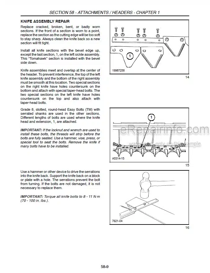 Photo 1 - Case HDX212 HDX141 HDX161 HDX181 Repair Manual Header 86637559