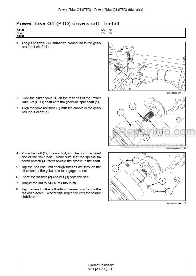 Photo 1 - Case RB455 RB465 RB565 Service Manual Round Baler 48182662