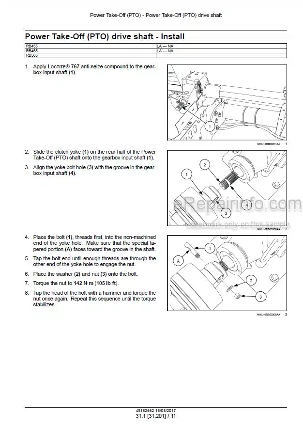 Photo 1 - Case RB455 RB465 RB565 Service Manual Round Baler 48182662