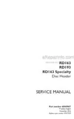 Photo 4 - Case RD163 RD193 RD163 Speciality Service Manual Disc Header 48049007