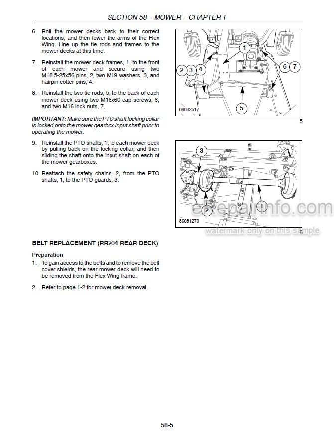 Photo 1 - Case RR144 RR180 RR204 Repair Manual Flex Wing Finish Mower 87757972