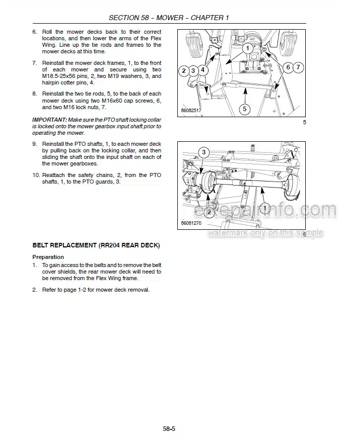 Photo 1 - Case RR144 RR180 RR204 Repair Manual Flex Wing Finish Mower 87757972