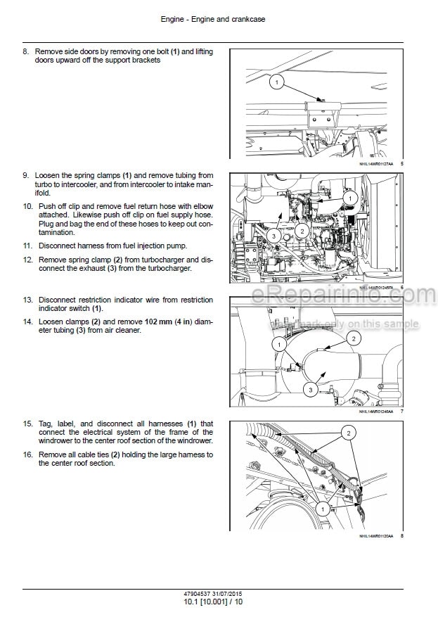 Photo 1 - Case WD1204 Tier 3 Service Manual Self Propelled Windrower 47904537