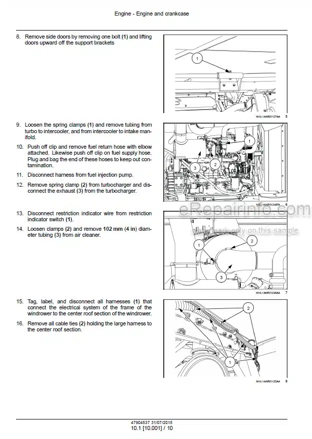 Photo 1 - Case WD1204 Tier 3 Service Manual Self Propelled Windrower 47904537