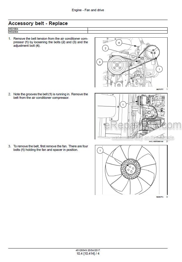 Photo 1 - Case WD1904 WD2304 Tier 3 Service Manual Self Propelled Windrower 48126549