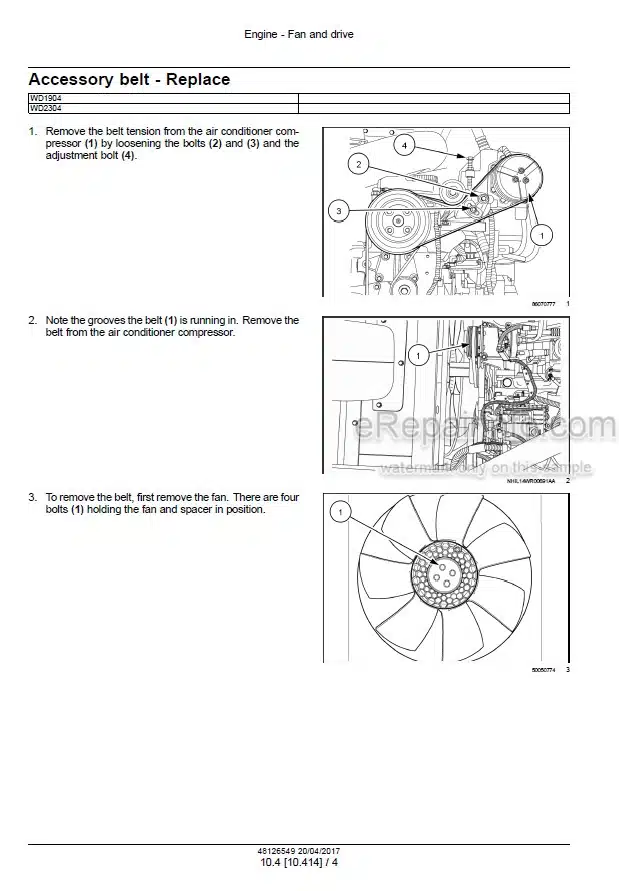 Photo 1 - Case WD1904 WD2304 Tier 3 Service Manual Self Propelled Windrower 48126549