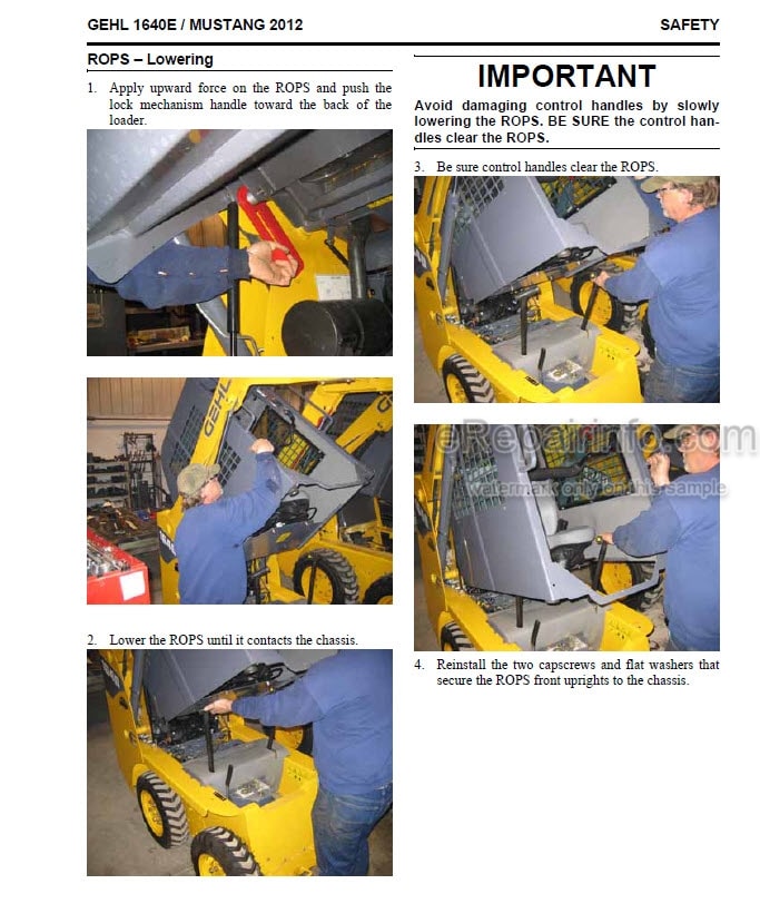 Photo 1 - Gehl 1640E Mustang 2012 Service Manual Skid Steer Loader 917400