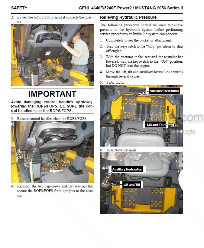 Photo 1 - Gehl 4640E 5240E Power 2 Mustang 2056 Series II Service Manual Skid Steer Loader 50950037