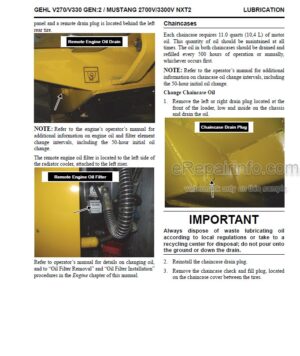 Photo 13 - Gehl V270 V330 GEN2 Mustang 2700 3300 NXT2 Service Manual Skid Steer Loader  50950192
