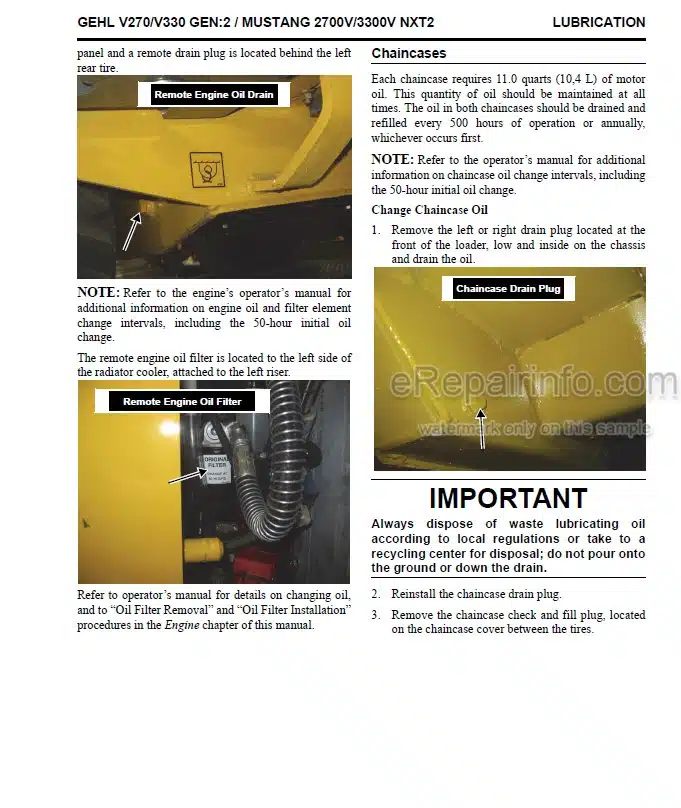 Photo 1 - Gehl V270 V330 GEN2 Mustang 2700 3300 NXT2 Service Manual Skid Steer Loader  50950192