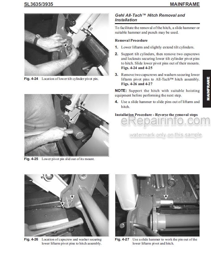 Photo 1 - Gehl SL3635 SL3935 Service Manual Skid Steer Loader 908269