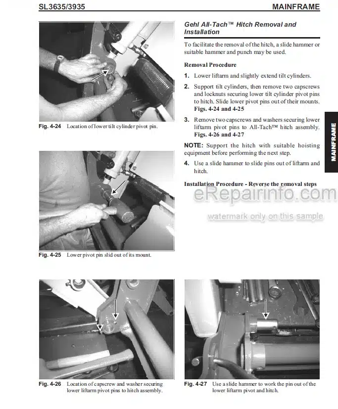 Photo 1 - Gehl SL3635 SL3935 Service Manual Skid Steer Loader 908269