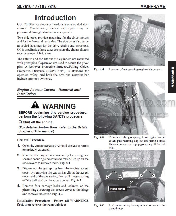 Photo 1 - Gehl SL7810E Service Manual Skid Steer Loader 917228