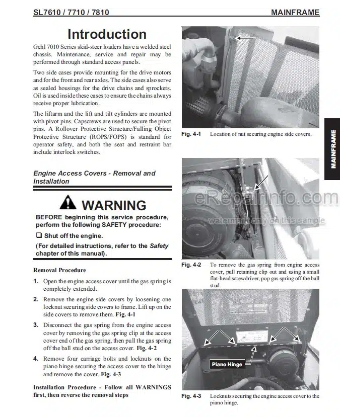 Photo 1 - Gehl SL7810E Service Manual Skid Steer Loader 917228