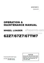 Photo 4 - Kawasaki 62Z7 67Z7 67TM7 Operation & Maintenance Manual Wheel Loader 93107-00711