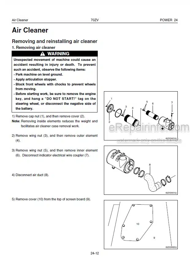 Photo 1 - Kawasaki 70ZV Shop Manual Wheel Loader 93208-00133