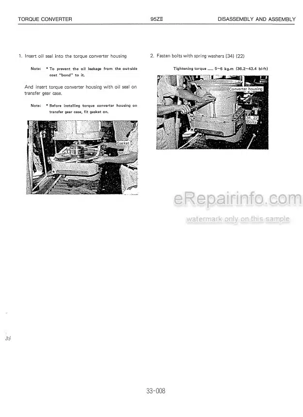 Photo 1 - Kawasaki 95ZII Shop Manual Wheel Loader S1538-2