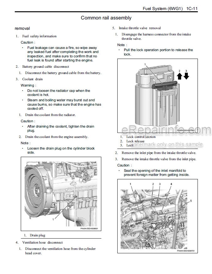 Photo 1 - Kawasaki Isuzu 6WG1 Shop Manual Diesel Engine