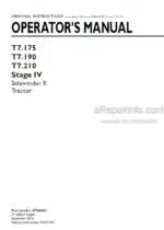 Photo 3 - New Holland T7.175 T7.190 T7.210 Sidewinder II Stage IV Operators Manual Tractor 47948841