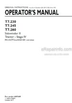 Photo 4 - New Holland T7.230 T7.245 T7.260 Sidewinder II Stage IV Operators Manual Tractor 48072405