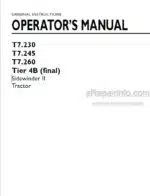 Photo 4 - New Holland T7.230 T7.245 T7.260 Sidewinder II Tier 4B Final Operators Manual Tractor September 2016