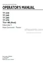 Photo 4 - New Holland T7.230 T7.245 T7.260 T7.270 Sidewinder II Auto Command Tier 4B Final Operators Manual Tractor 47789223