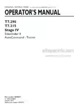 Photo 4 - New Holland T7.290 T7.315 Sidewinder II Auto Command Stage IV Operators Manual Tractor 48058871