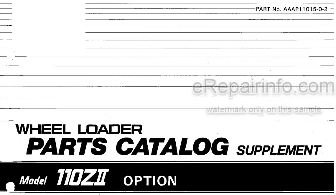 Photo 4 - Kawasaki 110ZII Parts Catalog Supplement Wheel Loader AAAP11015-0-2