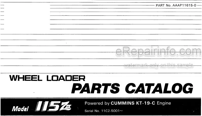 Photo 4 - Kawasaki 115ZIV Parts Catalog Wheel Loader AAAP11615-0