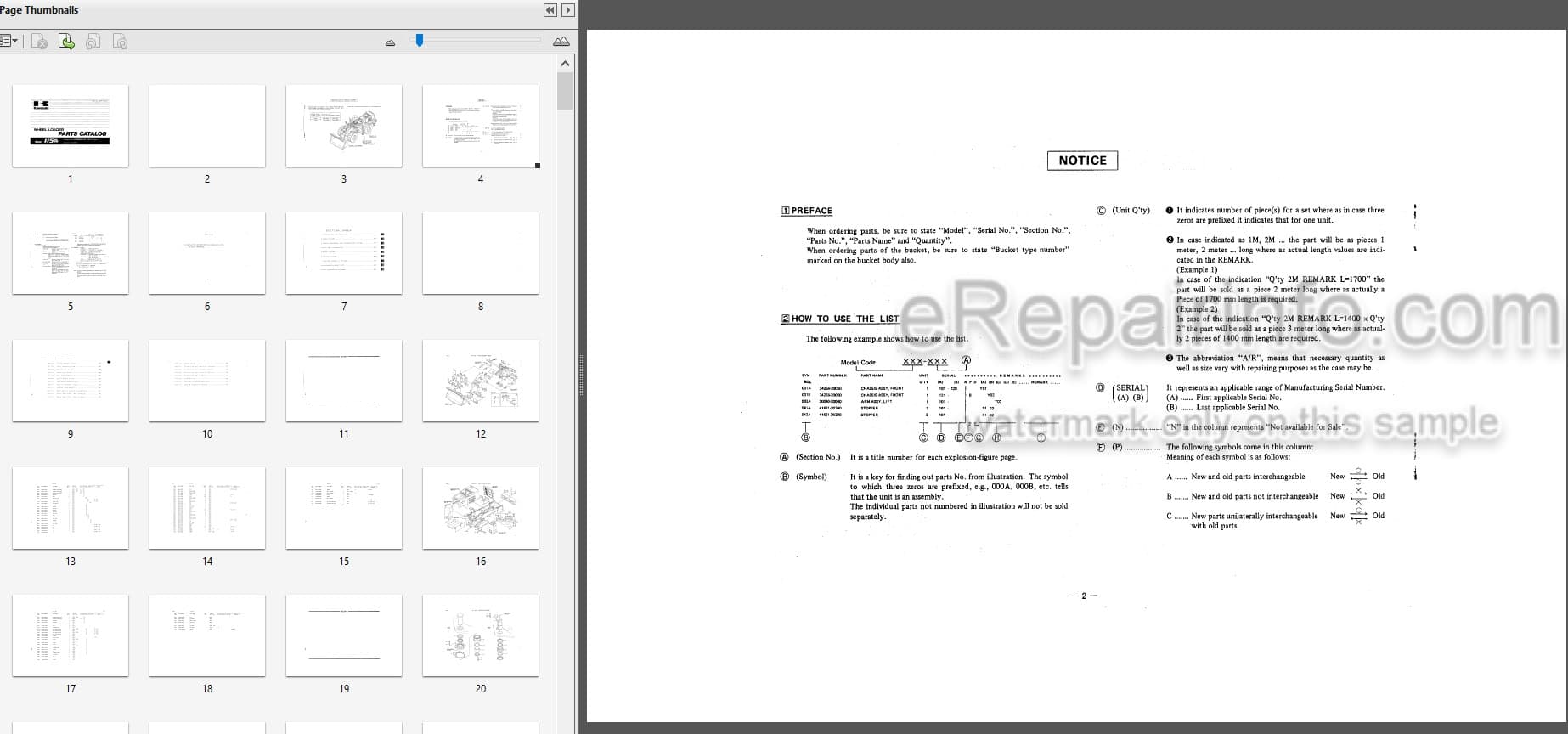Photo 3 - Kawasaki 115ZIV Parts Catalog Wheel Loader AAAP11615-0
