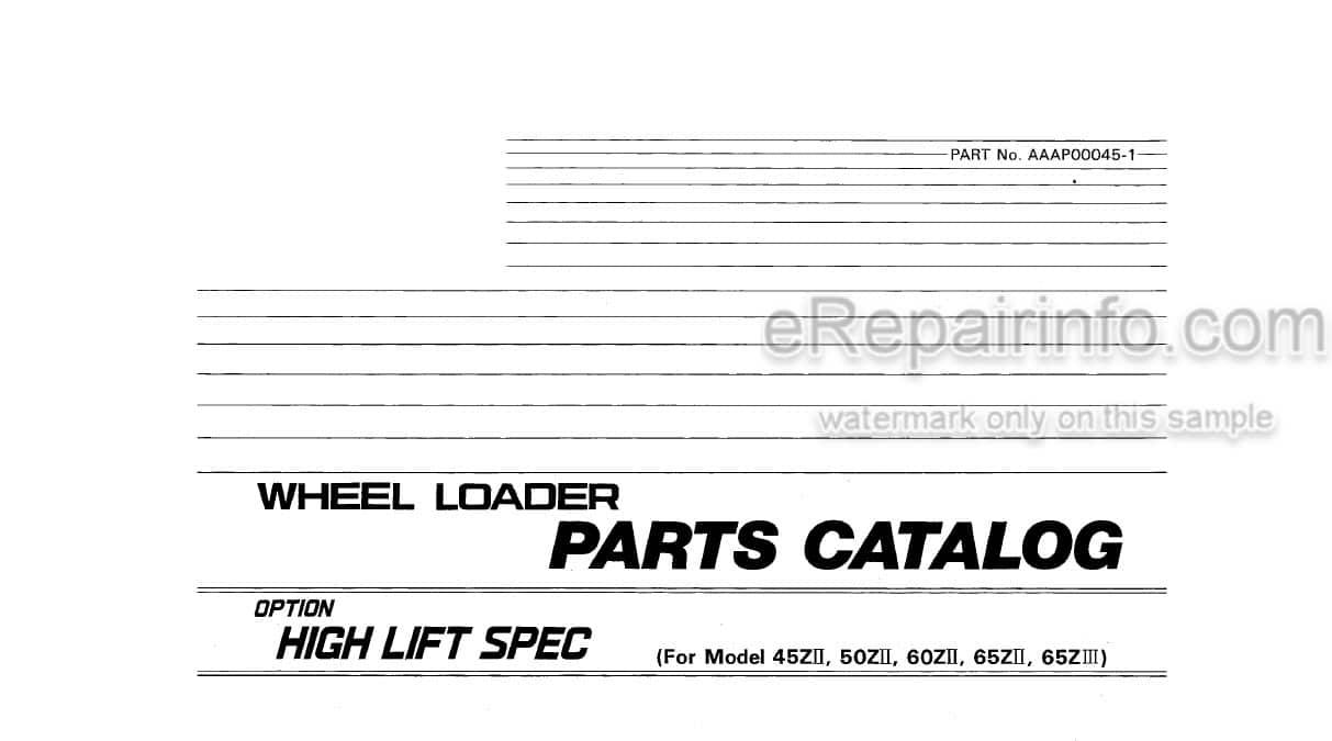 Photo 4 - Kawasaki 45ZII 50ZII 60ZII 65ZII 65ZIII Parts Catalog Wheel Loader High Lift AAAP00045-1