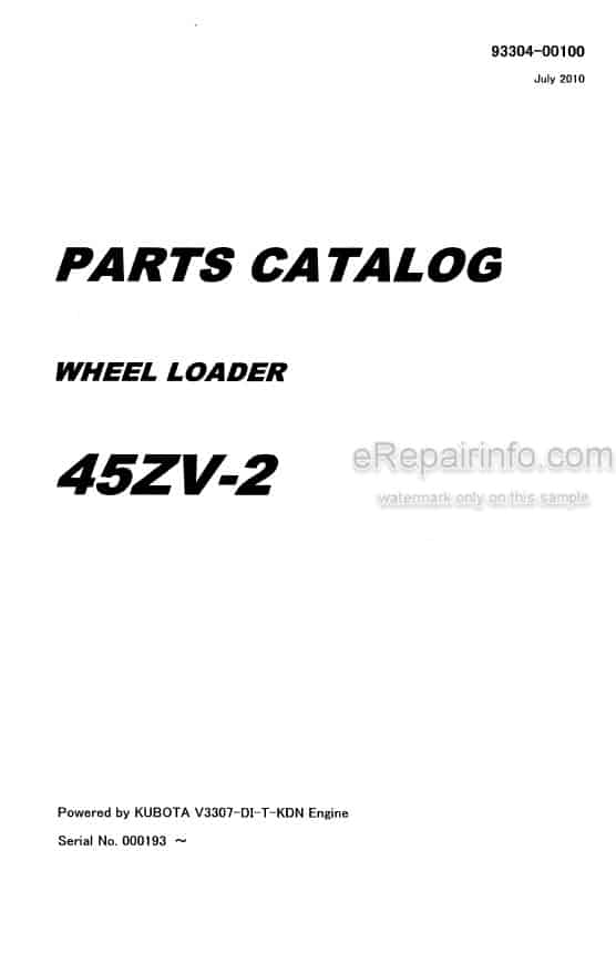 Photo 4 - Kawasaki 45ZV-2 Parts Catalog Wheel Loader 93304-00100