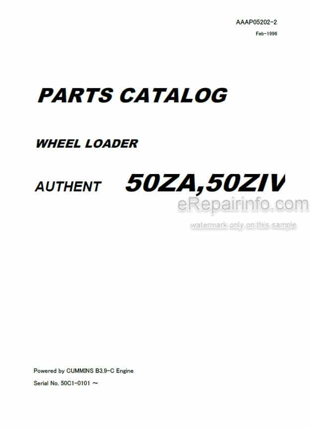 Photo 4 - Kawasaki 50ZA 50ZIV Parts Catalog Wheel Loader AAAP05202-2