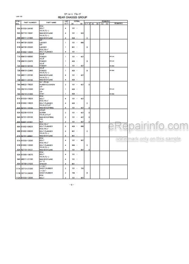 Photo 5 - Kawasaki 50ZA 50ZIV Parts Catalog Wheel Loader AAAP05202-2