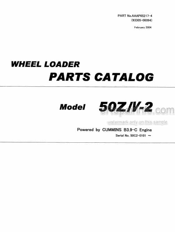 Photo 4 - Kawasaki 50ZIV-2 Parts Catalog Wheel Loader 93305-00094