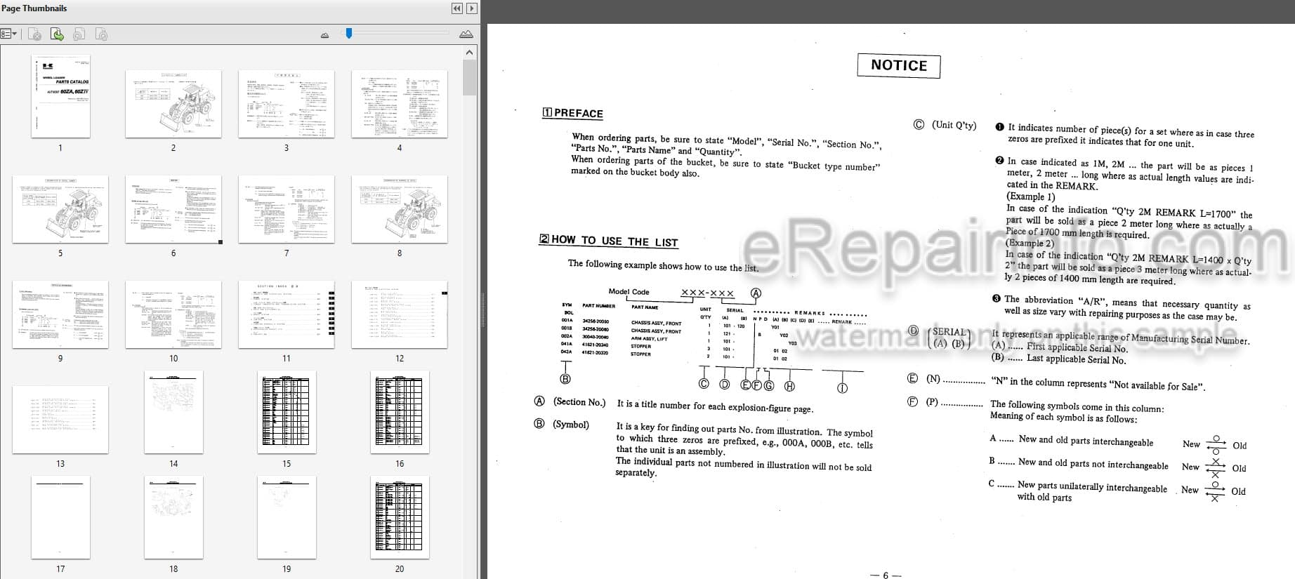 Photo 3 - Kawasaki 60ZA 60ZIV Parts Catalog Wheel Loader AAAP06211-3