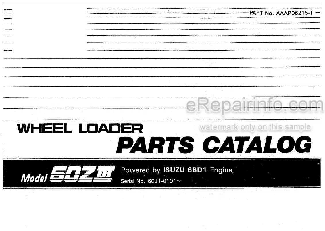 Photo 4 - Kawasaki 60ZIII Parts Catalog Wheel Loader AAAP06215-1