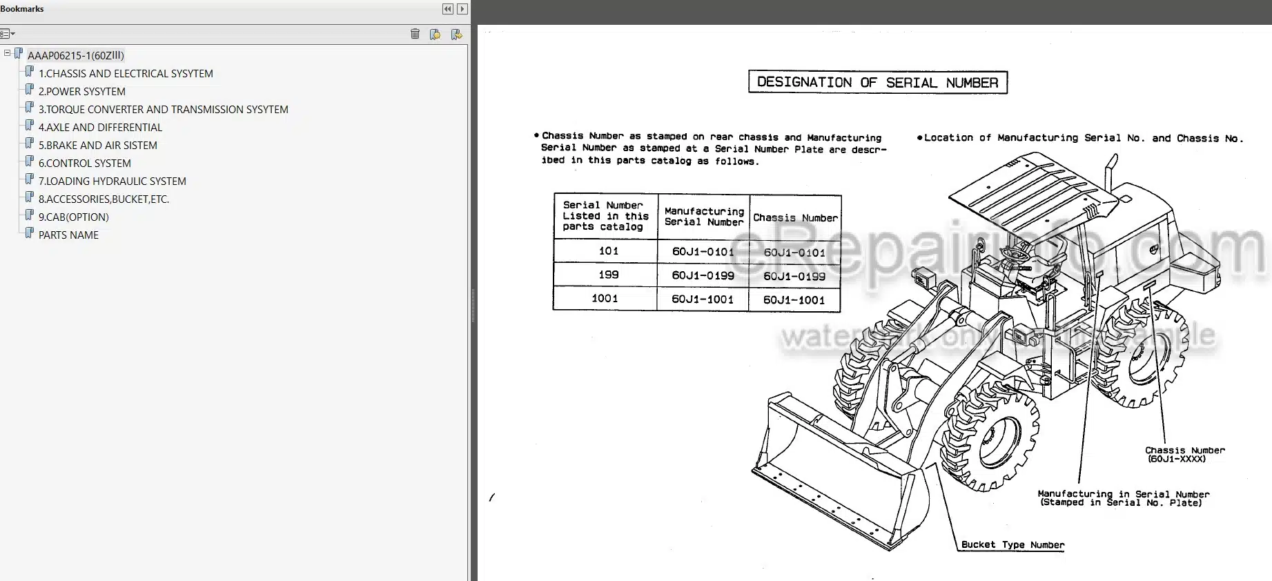 Photo 3 - Kawasaki 60ZIII Parts Catalog Wheel Loader AAAP06215-1