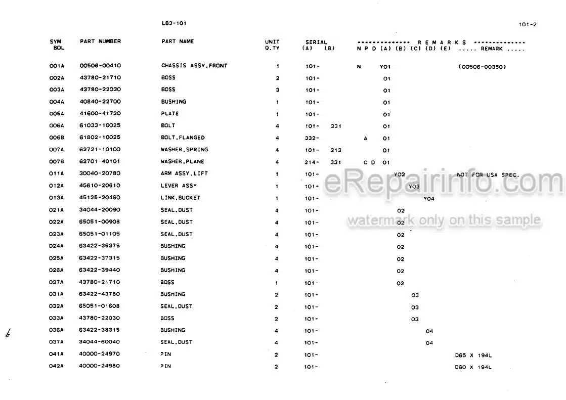 Photo 5 - Kawasaki 60ZIII Parts Catalog Wheel Loader AAAP06215-1