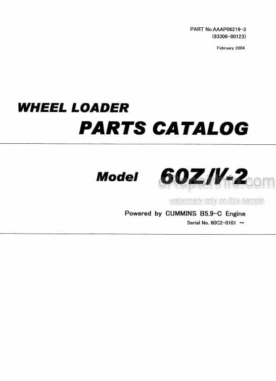 Photo 4 - Kawasaki 60ZIV-2 Parts Catalog Wheel Loader 93306-00123