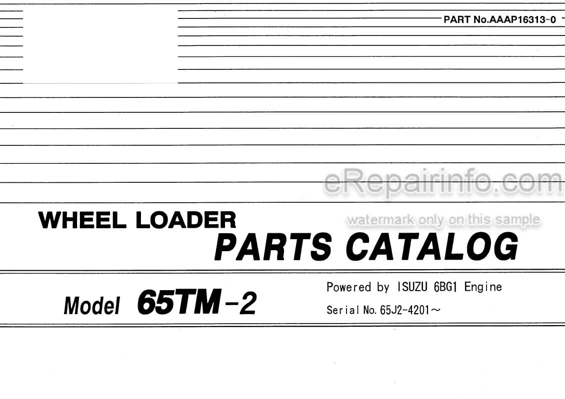 Photo 4 - Kawasaki 65TM-2 Parts Catalog Wheel Loader AAAP16313-0