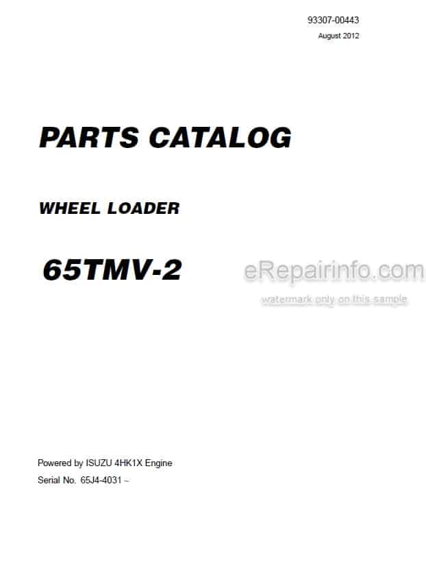 Photo 4 - Kawasaki 65TMV-2 Parts Catalog Wheel Loader 93307-00443