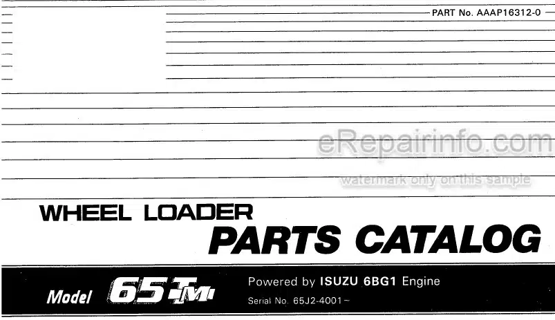 Photo 4 - Kawasaki 65TM Parts Catalog Wheel Loader AAAP16312-0