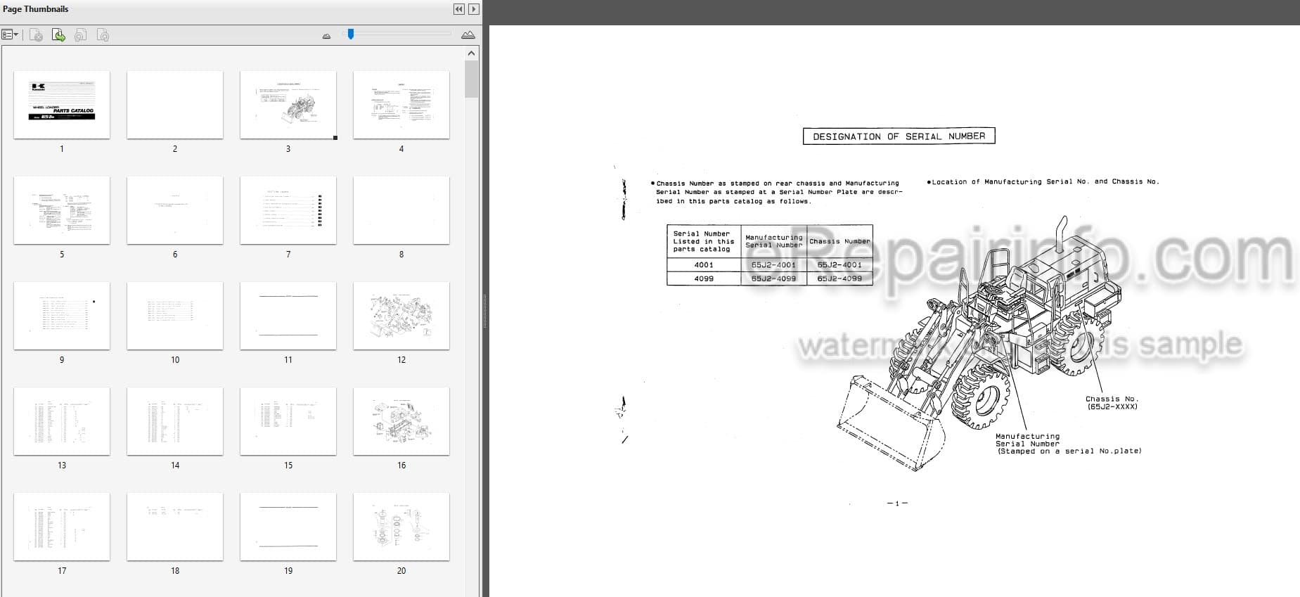 Photo 3 - Kawasaki 65TM Parts Catalog Wheel Loader AAAP16312-0