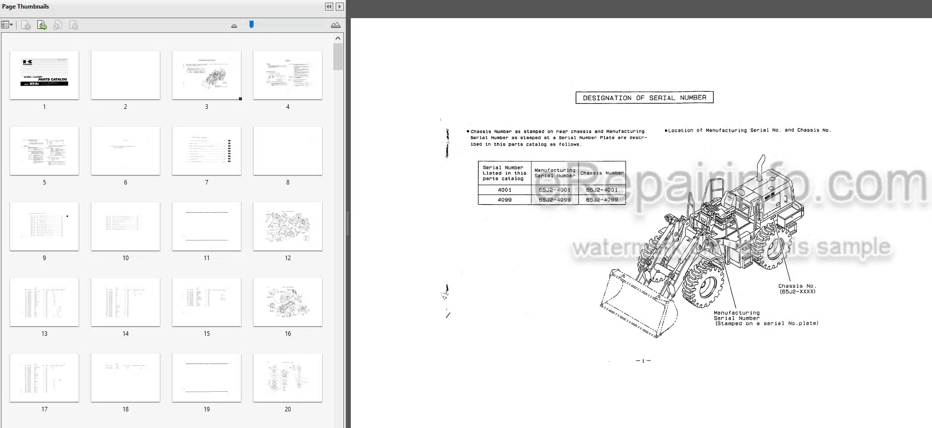 Photo 3 - Kawasaki 65TM Parts Catalog Wheel Loader AAAP16312-0
