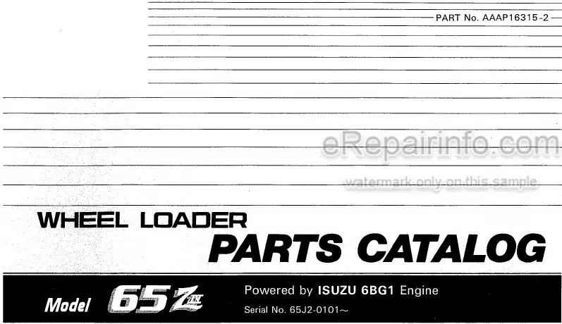 Photo 4 - Kawasaki 65ZIV Parts Catalog Wheel Loader AAAP16315-2