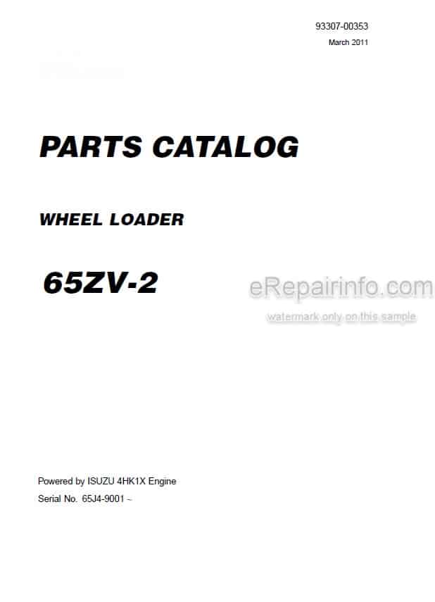 Photo 4 - Kawasaki 65ZV-2 Parts Catalog Wheel Loader 93307-00353