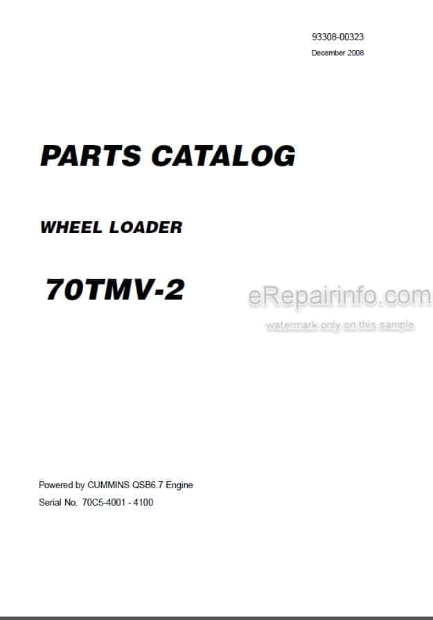 Photo 4 - Kawasaki 70TMV-2 Parts Catalog Wheel Loader 93308-00323